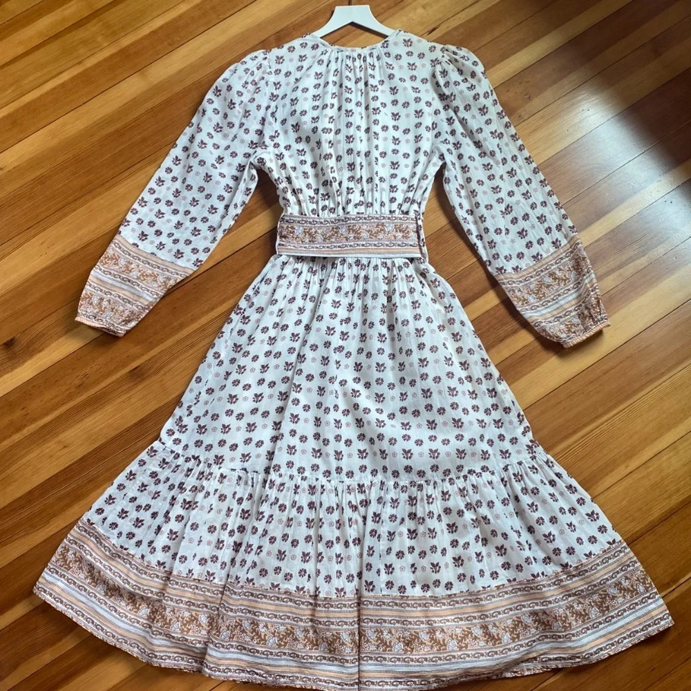 Cleobella White and Brown Midi Dress - Picture 3 of 14